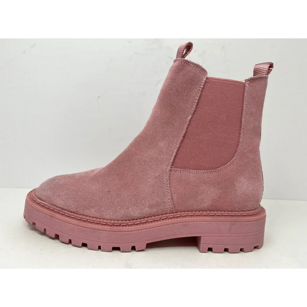 Sam Edelman Girls sz 4 Pink Laguna Chelsea Lug Sole Boots